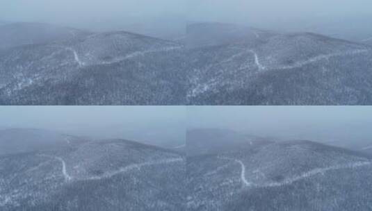 航拍大兴安岭下雪时的林海雪原高清在线视频素材下载