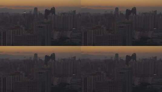 北京山水俯瞰黄昏日落城市空镜高清在线视频素材下载