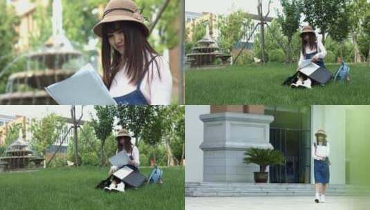 女人在公园里的看书高清在线视频素材下载