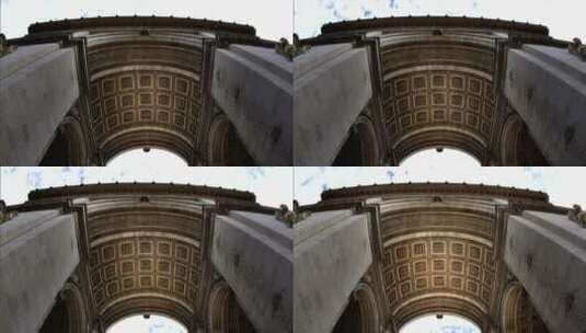 从下面俯瞰巴黎凯旋门高清在线视频素材下载