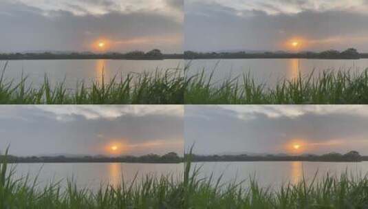 春天北京圆明园湖面的落日高清在线视频素材下载