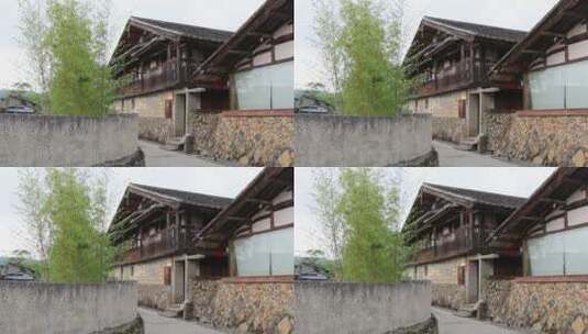 农村中式建筑竹叶村道高清在线视频素材下载