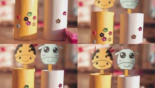 儿童手工折纸玩具奶牛高清在线视频素材下载
