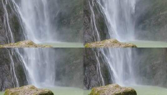 旅游景区湖南湘西大溶洞瀑布航拍高清在线视频素材下载