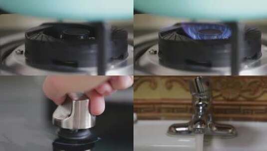 天然气通气点火做饭居家生活镜头合集高清在线视频素材下载