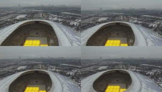 雪中的体育场高清在线视频素材下载