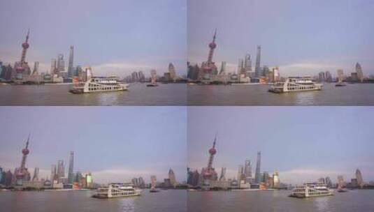 上海外滩黄浦江上船只来来往往高清在线视频素材下载