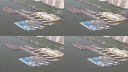 广州珠江码头航拍高清在线视频素材下载