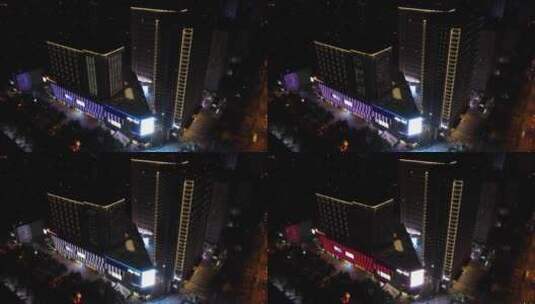 西安盛安广场星光晚上航拍高清在线视频素材下载