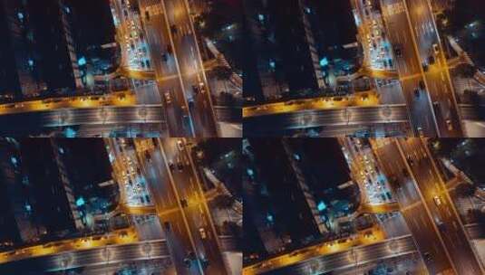 俯拍长宁区延安西路高架夜景高清在线视频素材下载