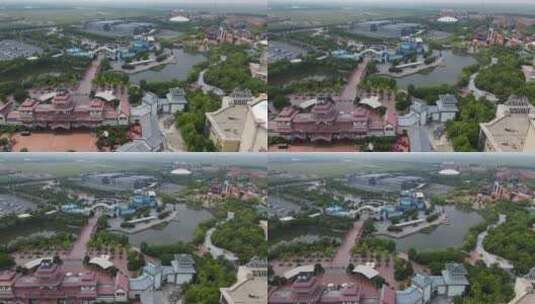宁波方特东方神话游乐园4K航拍高清在线视频素材下载