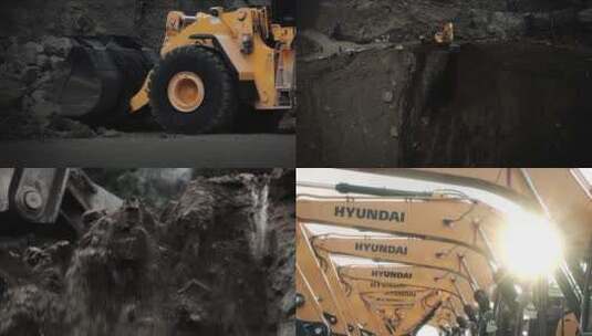 挖掘机挖煤 开山 掘进 拓石高清在线视频素材下载