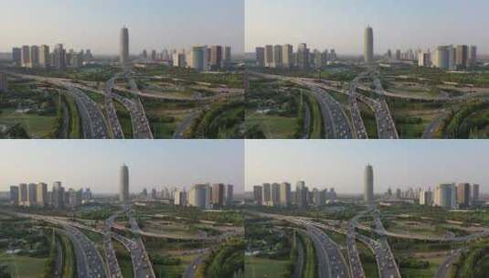 郑州大玉米金水路立交桥城市交通风光航拍高清在线视频素材下载