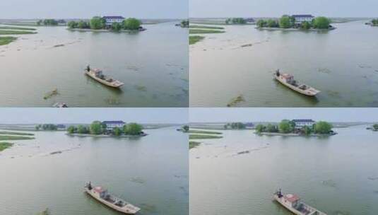 航拍江苏盐城九龙口名胜风景区湖景高清在线视频素材下载