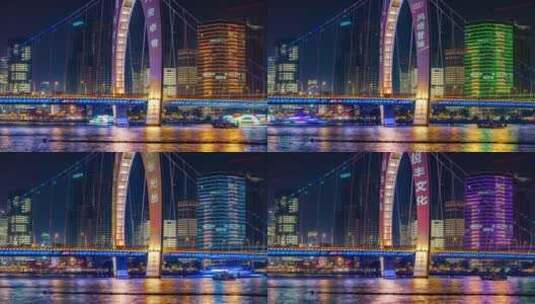 【正版素材】广州猎德大桥夜景高清在线视频素材下载