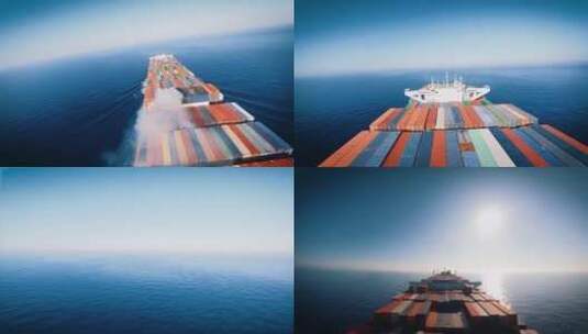 轮船航拍-大型集装箱货轮高清在线视频素材下载