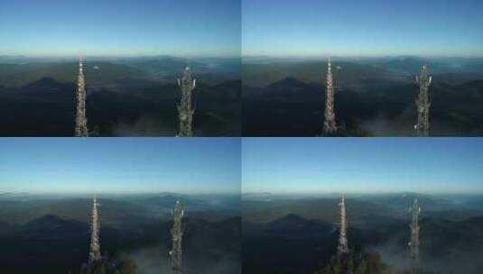 群山之巅的信号塔高清在线视频素材下载