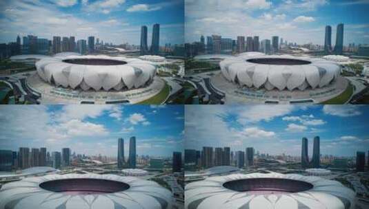 杭州奥体博览中心延时高清在线视频素材下载
