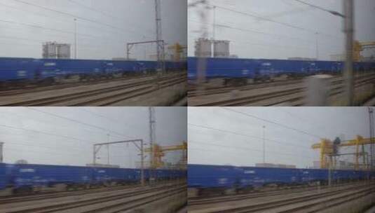 火车快速经过的门式起重机高清在线视频素材下载