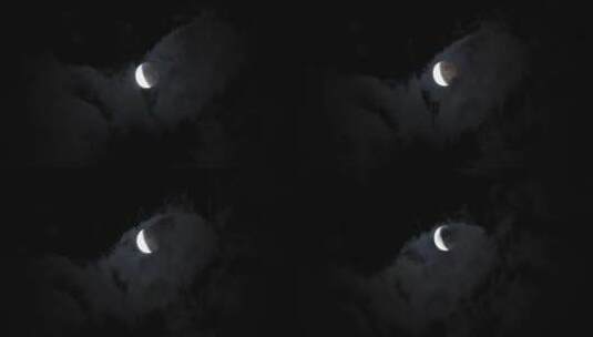 “红月亮”在云中穿行高清在线视频素材下载