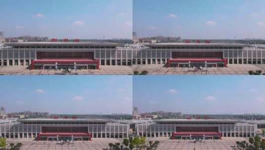 航拍湖北荆州交通枢纽高铁火车站高清在线视频素材下载