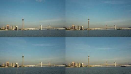 澳门塔和西湾大桥延时拍摄·高清在线视频素材下载