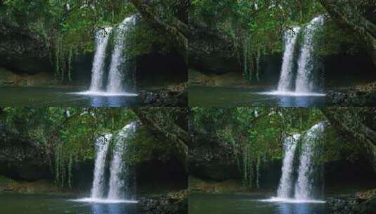 森林瀑布流水无限循环风景高清在线视频素材下载