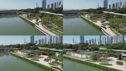 深圳南山区大沙河生态长廊高清在线视频素材下载