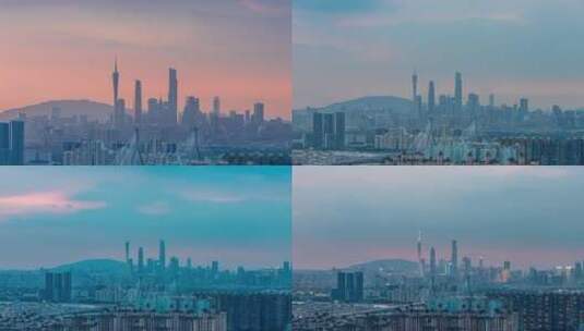 4k广州番禺大桥日落建筑风光高清在线视频素材下载
