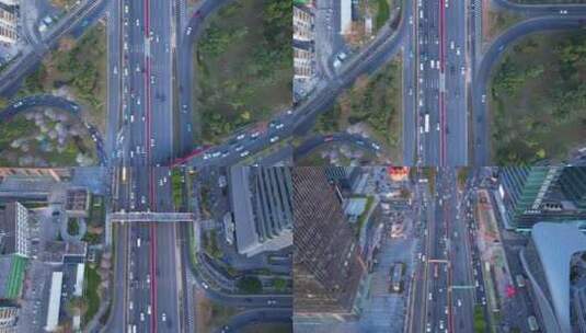 航拍城市建筑道路交通车流高清在线视频素材下载
