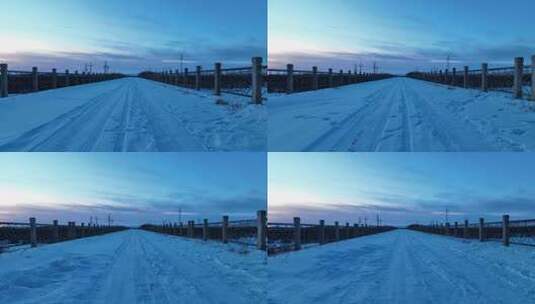 北方冬季冰雪路面桥面高清在线视频素材下载