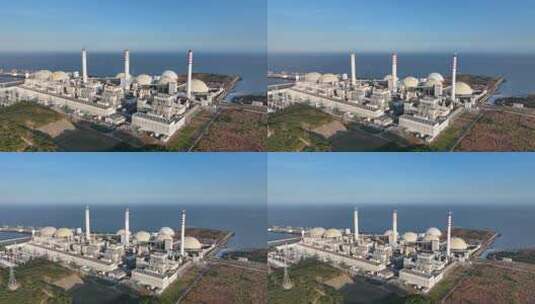 航拍福建漳州龙海后石电厂煤炭火力发电厂高清在线视频素材下载