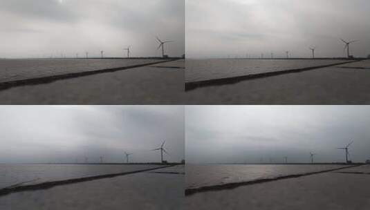 延时台州东海塘风车发电远景高清在线视频素材下载