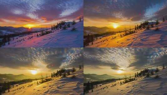 山上的冬日黎明高清在线视频素材下载