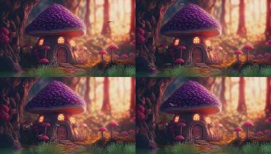 童话森林的蘑菇屋高清在线视频素材下载