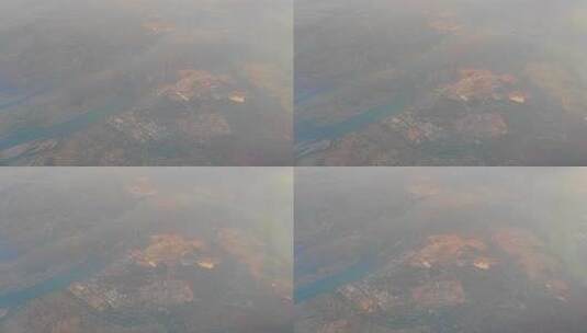 飞机窗外长江湖北宜昌段流域风光高清在线视频素材下载