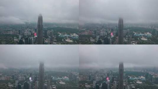 深圳市4K平安金融中心大厦航拍云海延时高清在线视频素材下载