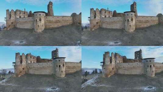 斯洛伐克兹博罗夫村城堡鸟瞰图高清在线视频素材下载