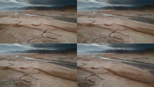 西藏旅游风光219国道盐碱地蜿蜒河道高清在线视频素材下载