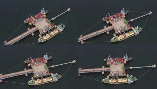 航拍海上石油开采油轮高清在线视频素材下载