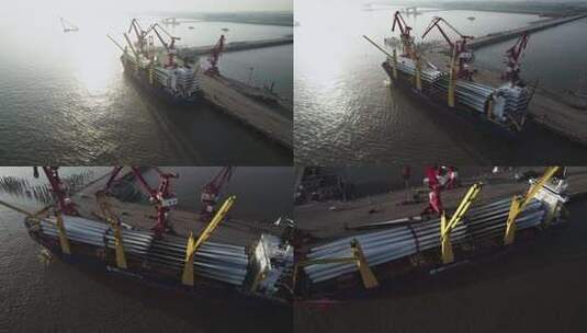 俯拍风电叶片吊装船运高清在线视频素材下载