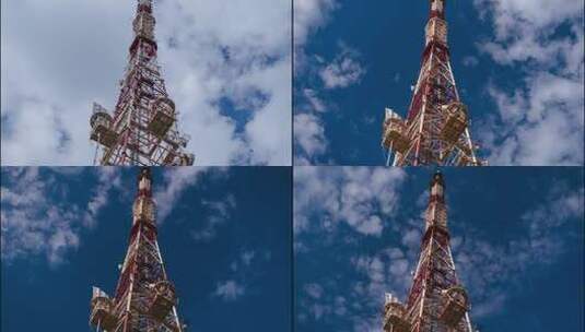 云层飞舞的电视塔高清在线视频素材下载