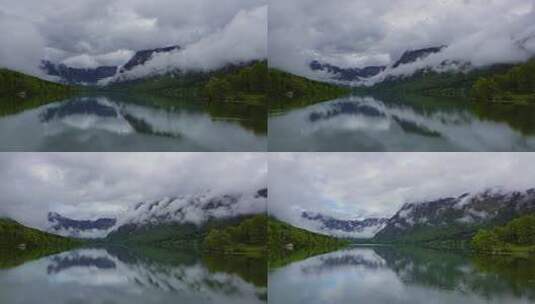 斯洛文尼亚山脉之间的Bohinjsko Jezero高清在线视频素材下载