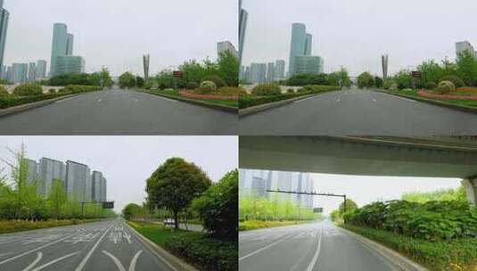白天杭州市风情大道车尾行车空镜2高清在线视频素材下载