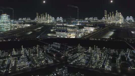 航拍宁夏神华宁煤集团厂区夜景合集7高清在线视频素材下载