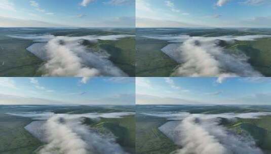 航拍山脉森林云雾高清在线视频素材下载