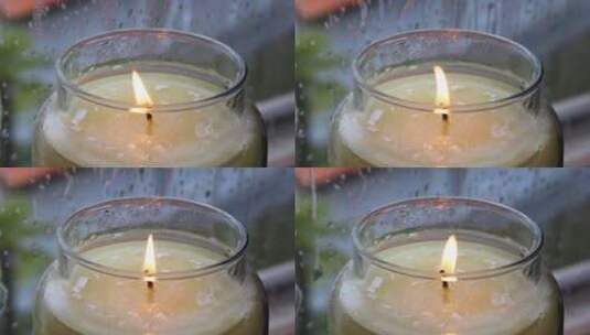 玻璃容器中的蜡烛燃烧高清在线视频素材下载