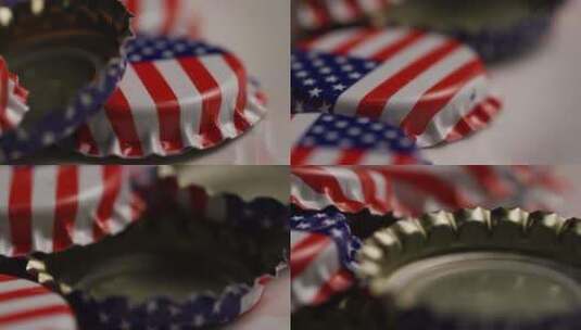 印有美国国旗的瓶盖旋转镜头-瓶盖046高清在线视频素材下载