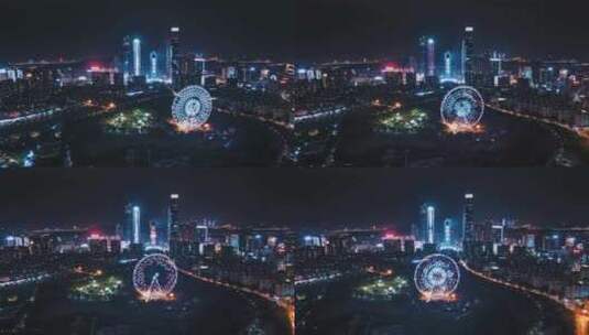 南宁东盟商务区夜景延时高清在线视频素材下载