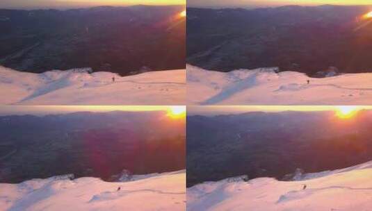 日落下积雪覆盖雪山高清在线视频素材下载